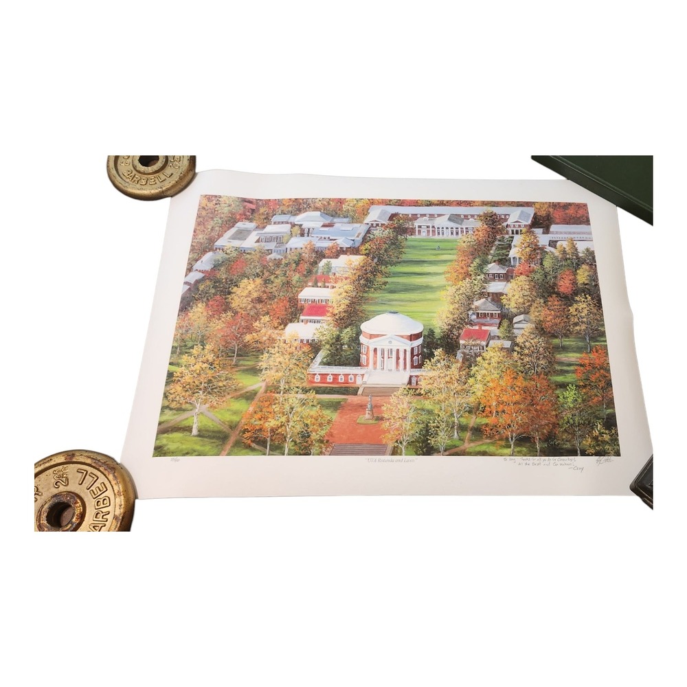 UVA Rotunda and Lawn Art Print Guy Gittenden 23/950 Signed Autumn Trees
